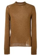 Maison Margiela Distressed Knit Sweater, Men's, Size: Medium, Brown, Wool