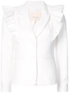 Rebecca Taylor Ruffle-trim Fitted Jacket - White