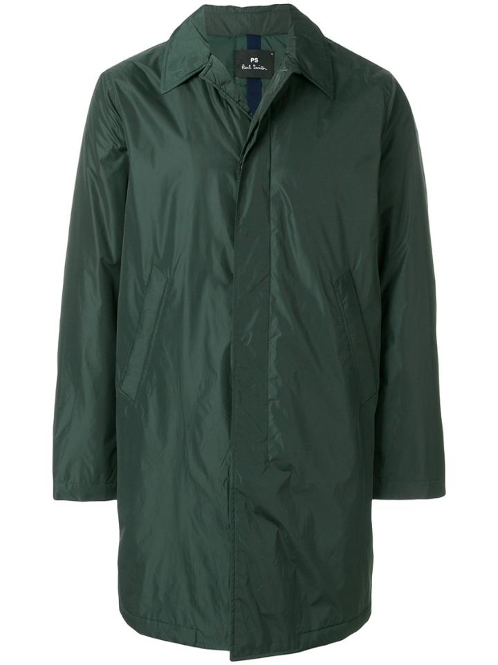Ps By Paul Smith Single Breasted Raincoat - Green