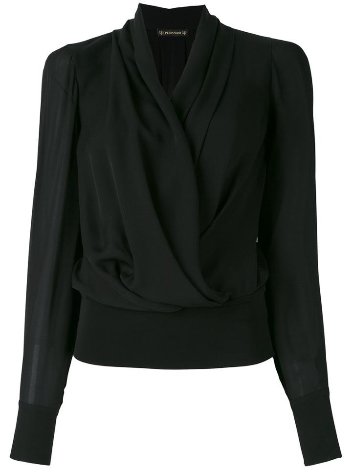Plein Sud Wrap Blouse, Women's, Size: 38, Black, Silk/spandex/elastane/viscose