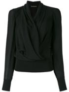 Plein Sud Wrap Blouse, Women's, Size: 38, Black, Silk/spandex/elastane/viscose