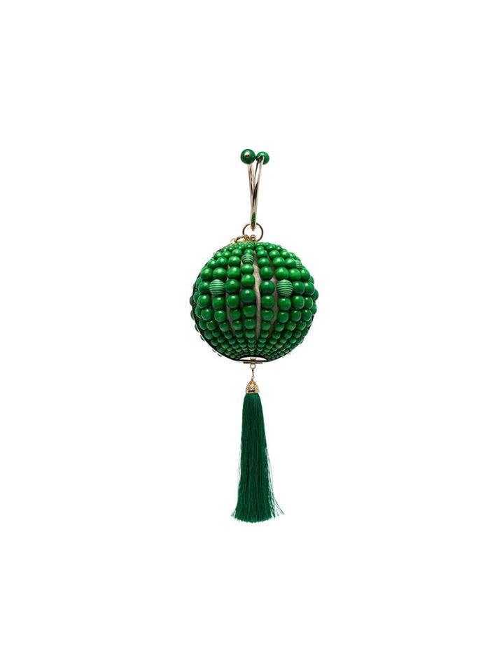 Rosantica Green Billie Bead Wood And Metal Clutch Bag