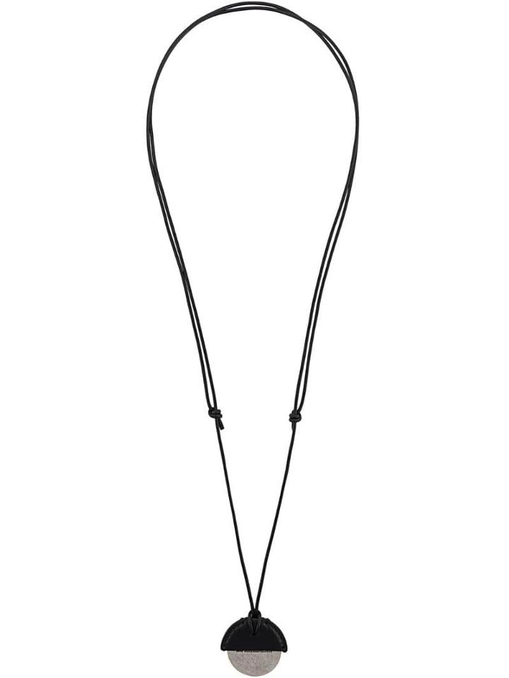 Ann Demeulemeester Logo Engraved Disc Pendant - Black