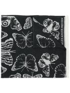 Alexander Mcqueen Butterfly Print Scarf - Black