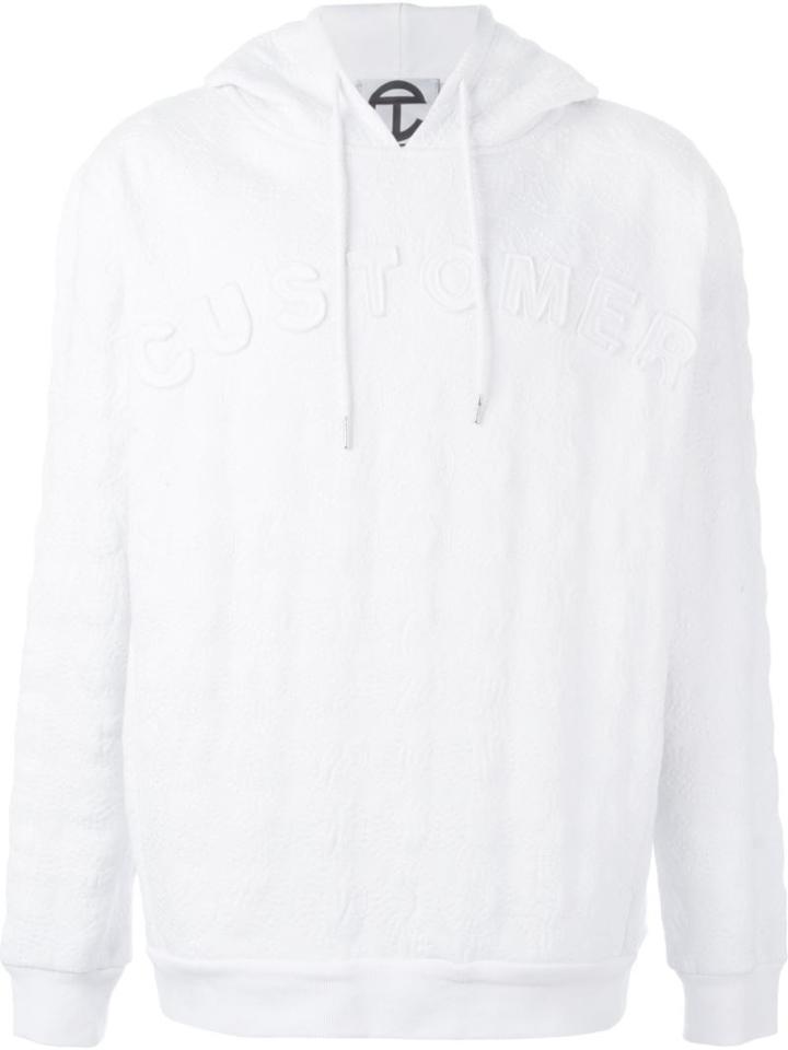 Telfar Pattern Hoodie, Men's, Size: L, White, Cotton/polyester