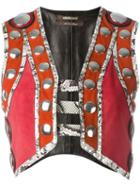 Roberto Cavalli Embellished Waistcoat, Women's, Size: 40, Red, Leather/metal