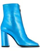Msgm Metallic Zipped Front Boots - Blue