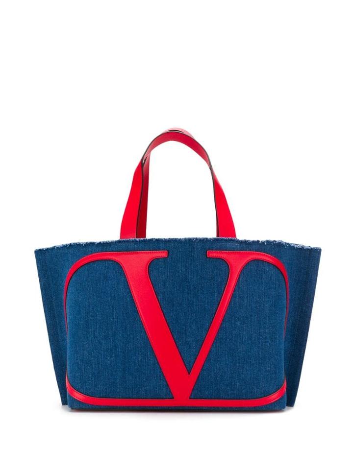 Valentino Valentino Garavani Vlogo Denim Tote Bag - Blue