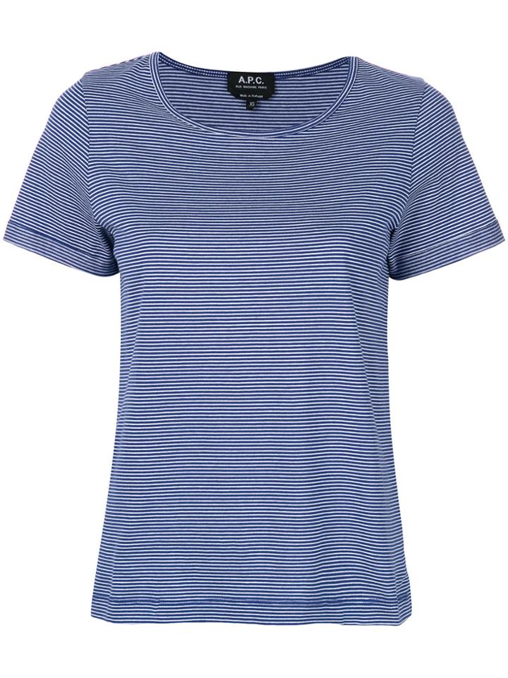 A.p.c. Short Sleeve Striped T-shirt - Blue