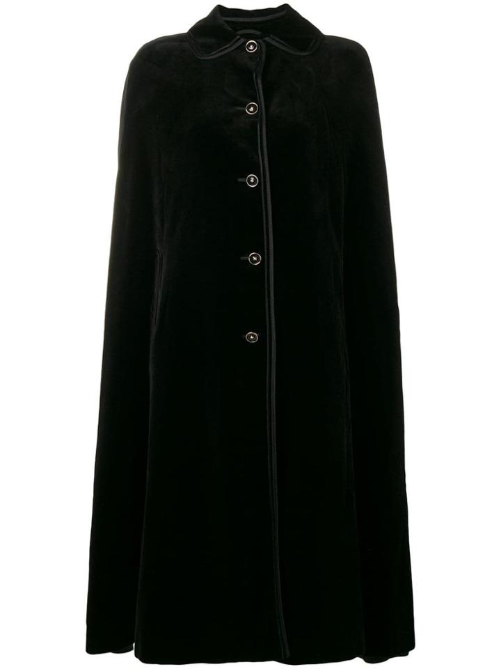 Louis Feraud Vintage Velvety Long Cape - Black