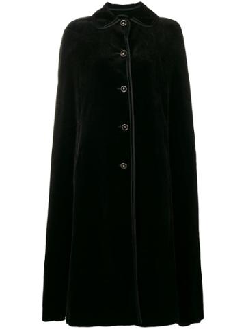 Louis Feraud Vintage Velvety Long Cape - Black
