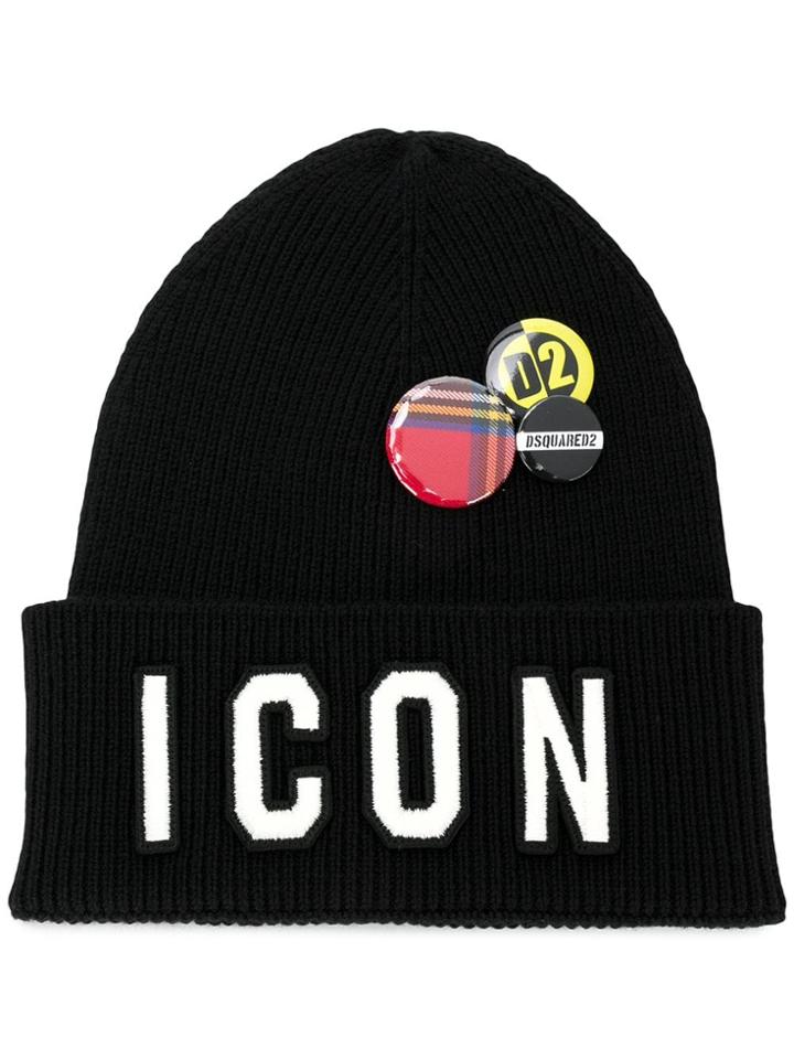 Dsquared2 Icon Hat With Badges - Black