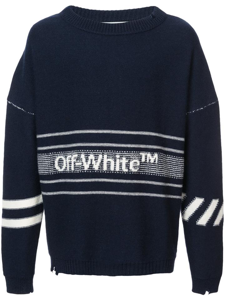 Off-white Intarsia-knit Jumper - Blue