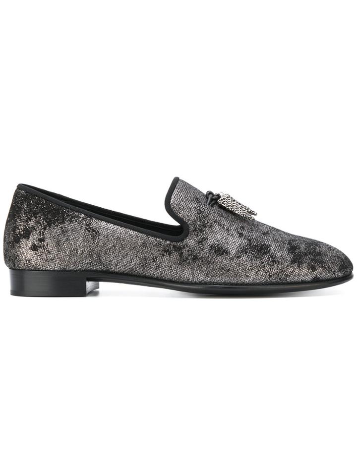 Giuseppe Zanotti Design Spacey Dappled Velvet Slippers - Metallic