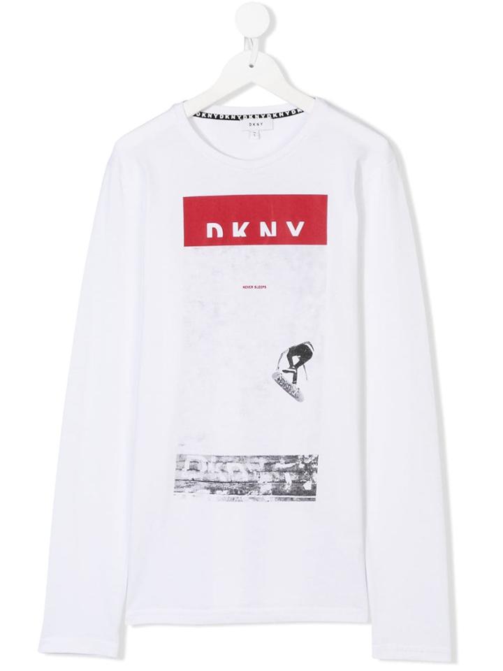 Dkny Kids Teen Skateboarding Print T-shirt - White