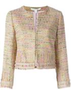 Diane Von Furstenberg Cropped Tweed Jacket, Women's, Size: 8, Nude/neutrals, Polyester/spandex/elastane/polyamide/viscose