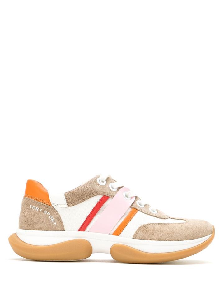 Tory Burch Bubble Stripe Lace Up Sneakers - White