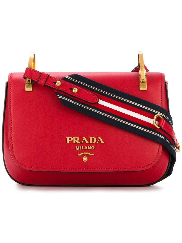 Prada Web Striped Shoulder Bag - Red