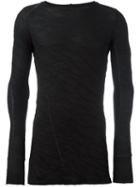 Masnada Contrast Detail Long-sleeved T-shirt, Men's, Size: 50, Black, Cotton/leather/virgin Wool