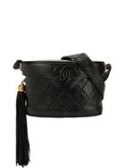 Chanel Pre-owned Diamond Quilted Tassel Shoulder Bag - Black