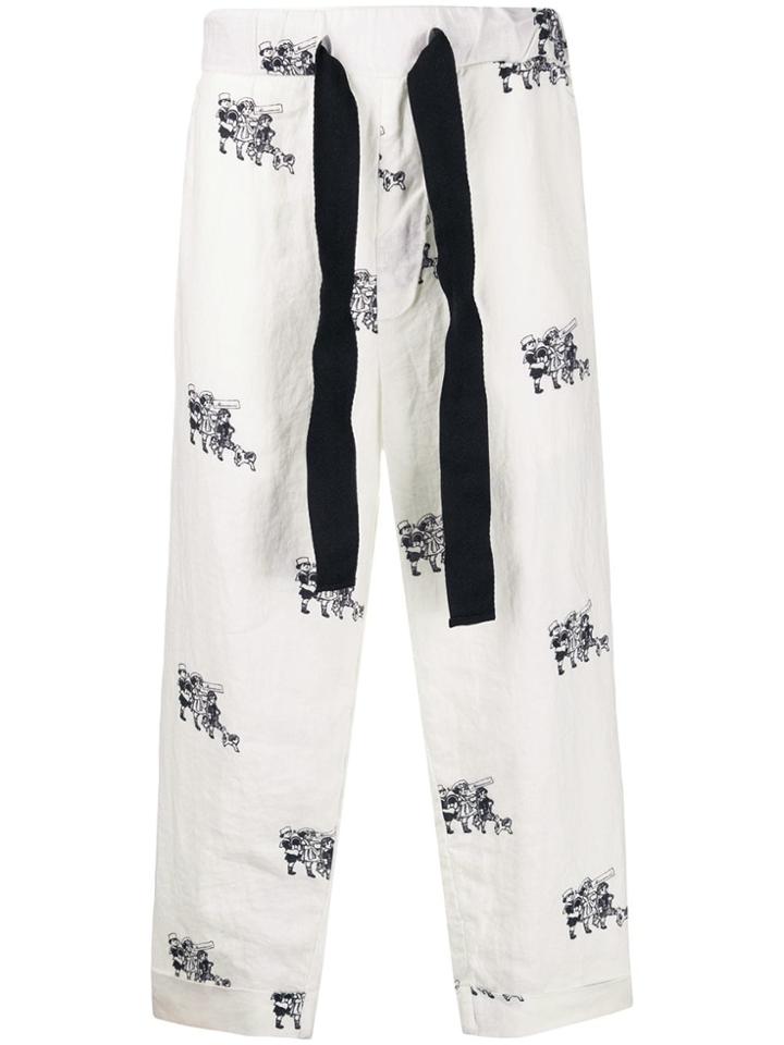 Aleksandr Manamïs Printed Cropped Trousers - White
