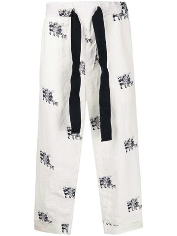 Aleksandr Manamïs Printed Cropped Trousers - White