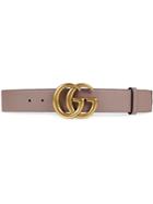 Gucci Leather Belt With Double G Buckle - Pink & Purple