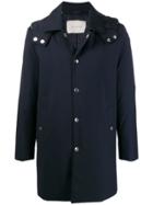 Mackintosh Dunoon Hood Navy Storm System Wool Thindown Short Hooded