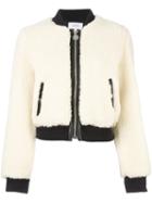 Carven Zipped Bomber Jacket, Women's, Size: 38, White, Polyester/acetate/viscose/virgin Wool