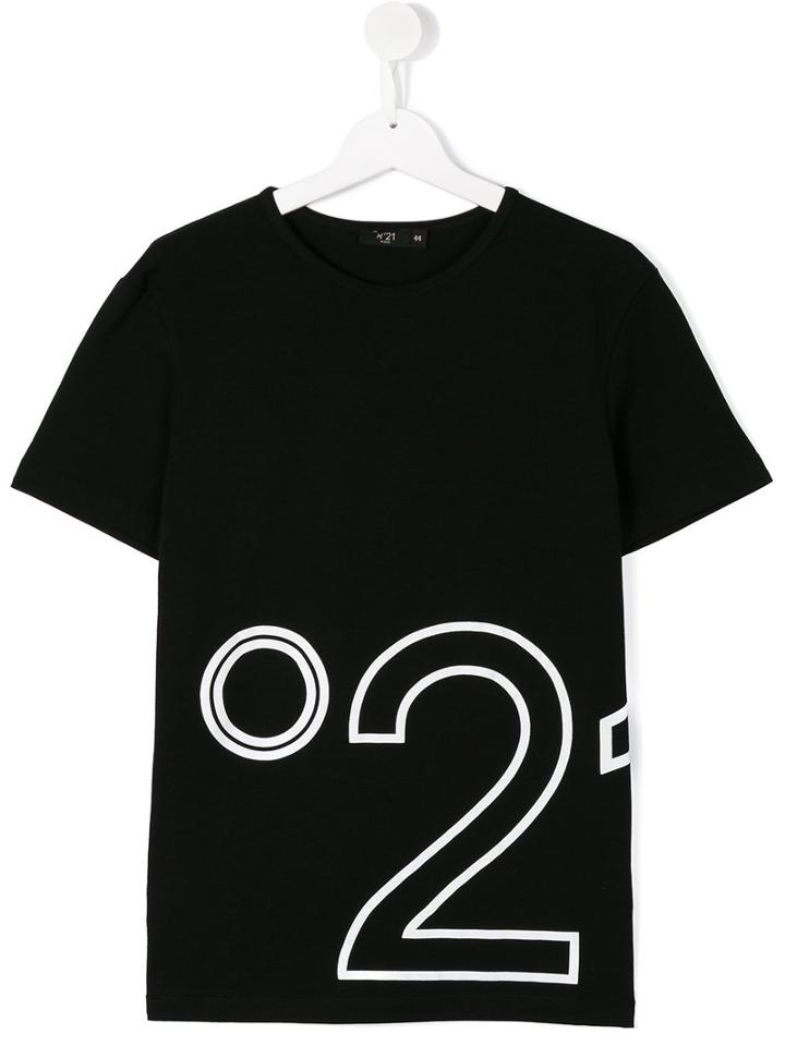 No21 Kids Logo Print T-shirt, Boy's, Size: 14 Yrs, Black