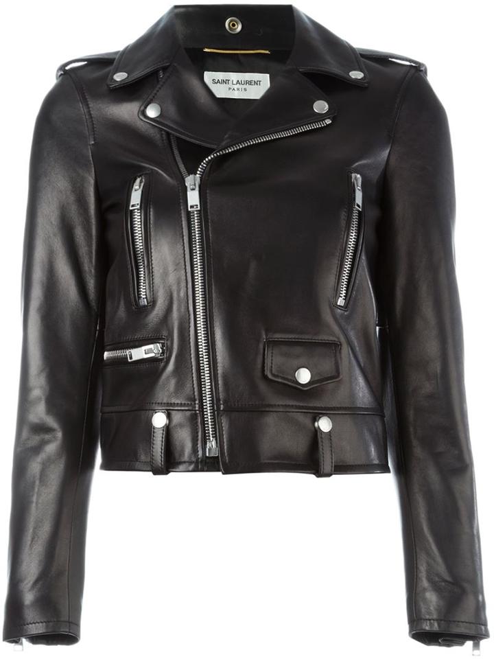 Saint Laurent Classic Biker Jacket, Women's, Size: 38, Black, Lamb Skin