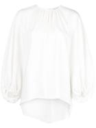 Oscar De La Renta Billow Sleeve Blouse - White