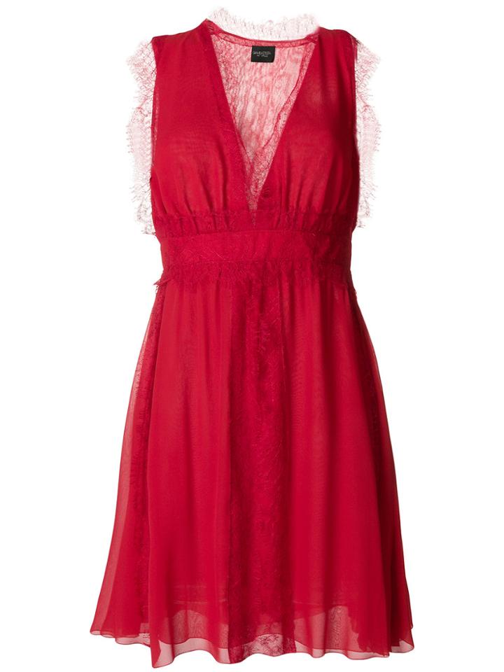 Giambattista Valli Ruffle Trim Fitted Dress - Red