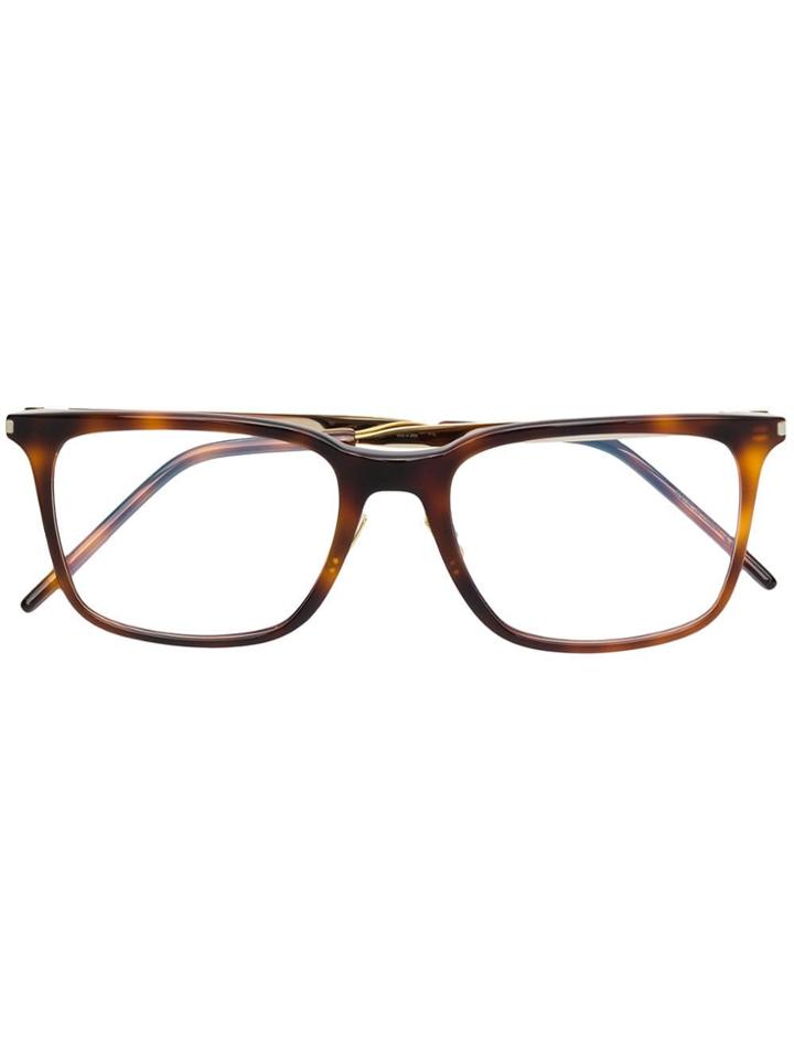 Saint Laurent Eyewear Rectangle Frame Glasses - Brown