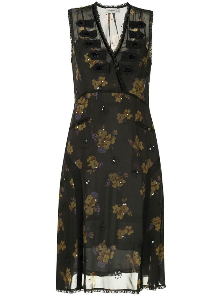 Coach Forest Floral-print Military Dress - Black