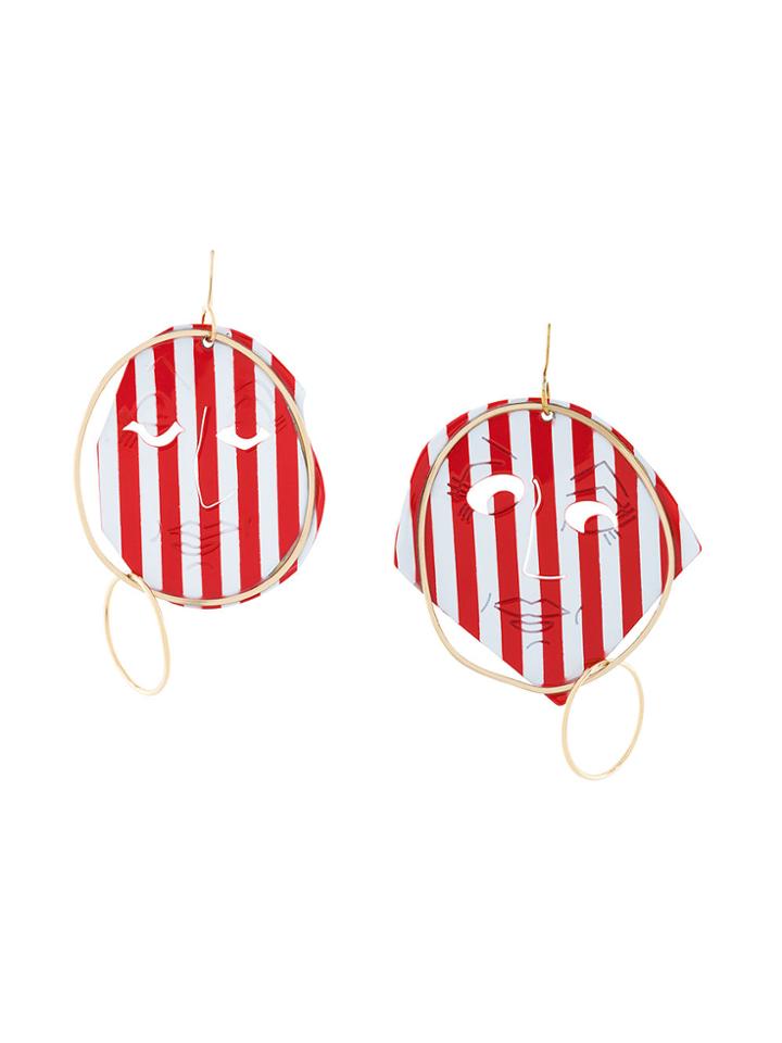 Jw Anderson Sculpted Striped Earrings - Red