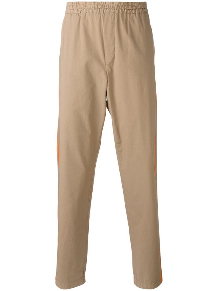 Msgm Printed Side-stripe Trousers, Men's, Size: 44, Nude/neutrals, Cotton
