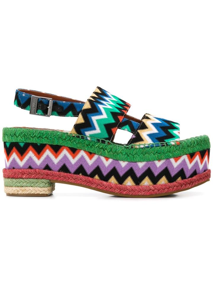 Missoni Zigzag Print Platform Sandals - Green