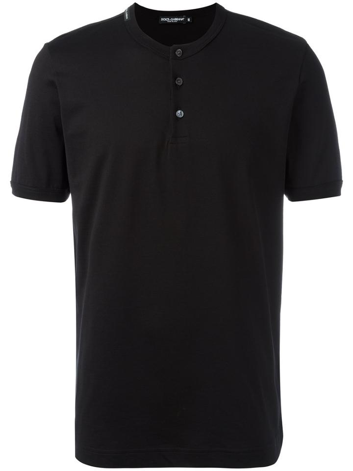 Dolce & Gabbana - Henley T-shirt - Men - Cotton - 50, Black, Cotton