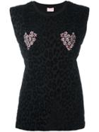 Giamba Sleeveless Animal Print Sweatshirt, Women's, Size: 42, Black, Cotton