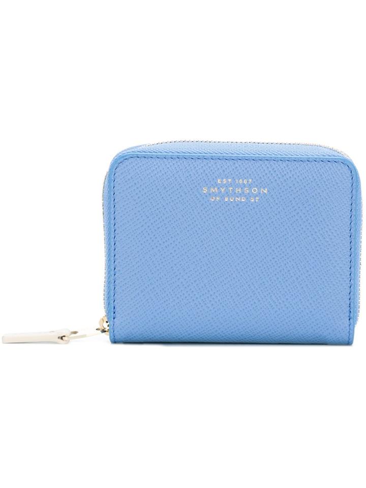 Smythson Zip Up Wallet - Blue