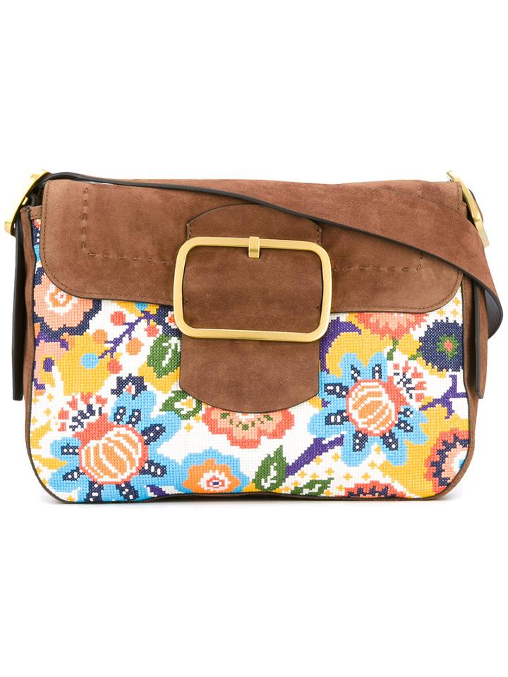 Tory Burch - Floral Print Shoulder Bag - Women - Leather - One Size, Brown, Leather