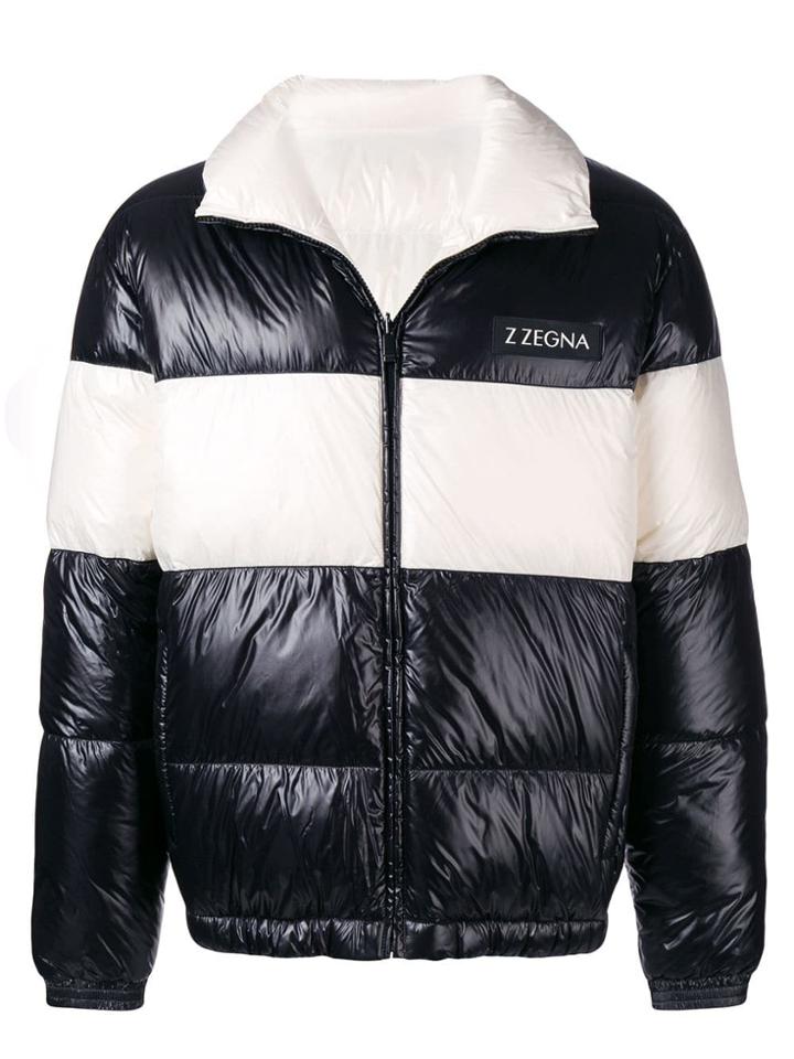 Z Zegna Contrast Stripe Padded Jacket - Black