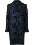 Antonelli Foliage Print Double Breasted Coat - Blue