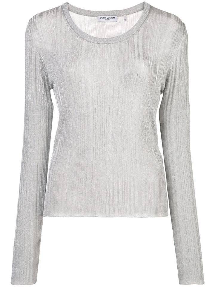 Opening Ceremony Knitted Long-sleeve Top - Silver
