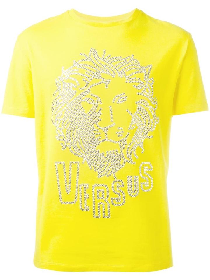 Versus Lion Metallic Print T-shirt, Men's, Size: Medium, Yellow/orange, Cotton/spandex/elastane