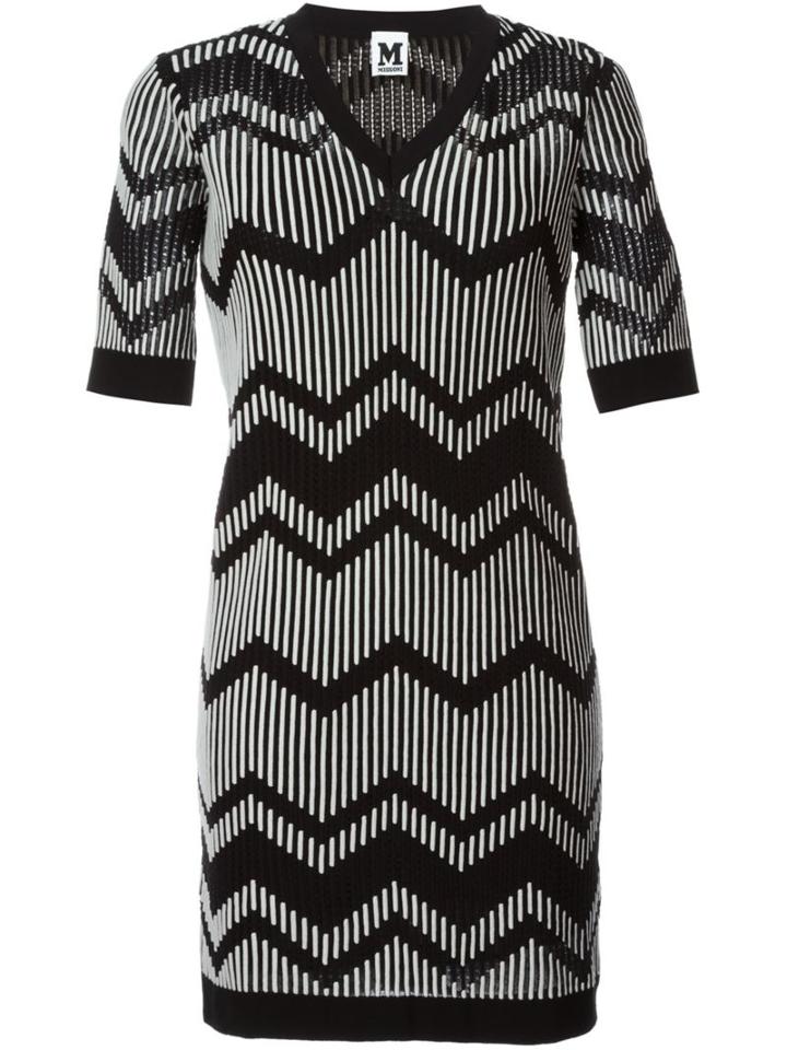 M Missoni Zigzag Intarsia Dress, Women's, Size: 44, Black, Cotton/acrylic/polyamide/wool