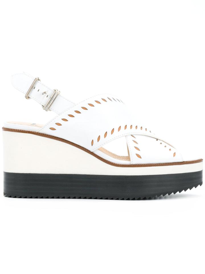 Jil Sander Navy Cutaway Pattern Wedges - White