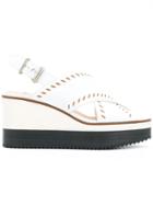 Jil Sander Navy Cutaway Pattern Wedges - White