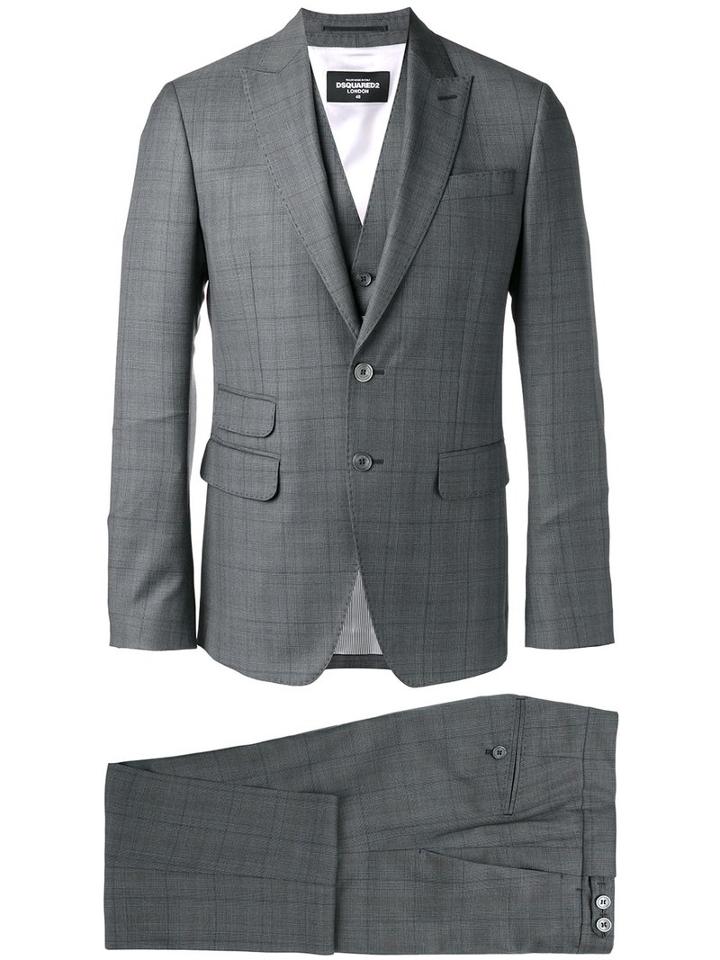 Dsquared2 London Three-piece Suit, Men's, Size: 54, Grey, Virgin Wool/cotton/polyester